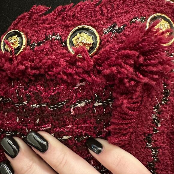 Peter PJ Jan Vintage Red Boucle Knit Jacket 6 / Medium Wool - Picture 5 of 6